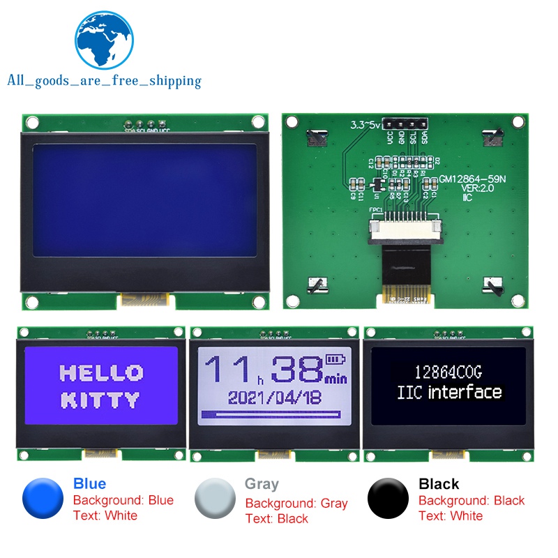 I2C Lcd Display - 1/3 peças 12864 módulo lcd iic