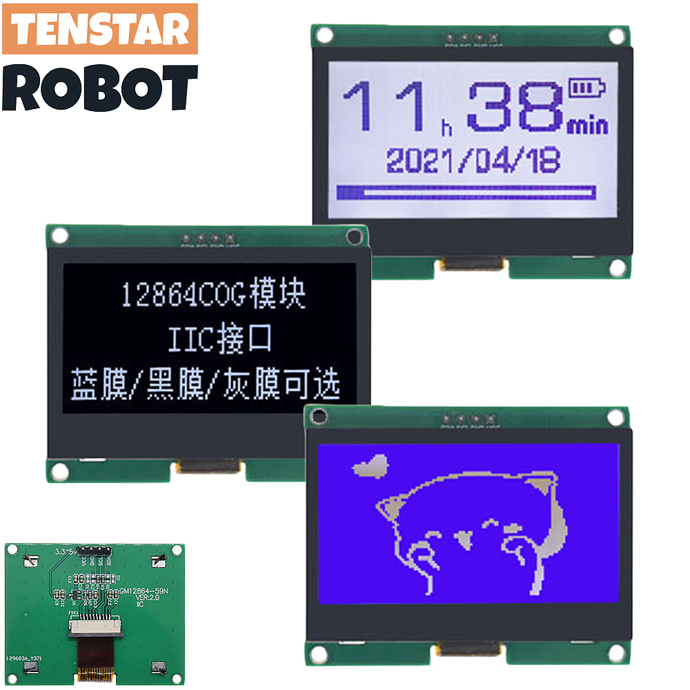 I2C Lcd Display - Tenstar 12864-59n iic 4p módulo lcd