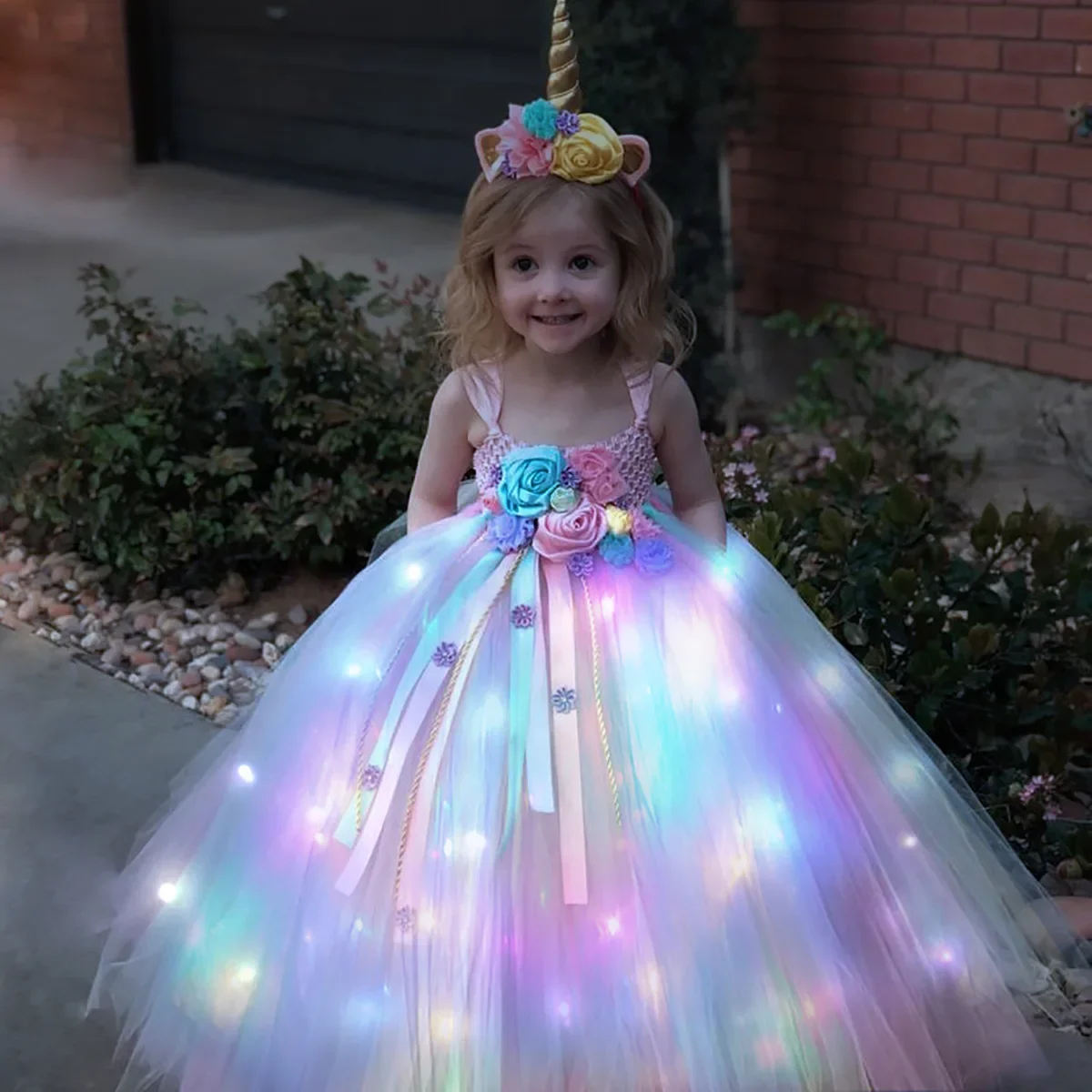 Gilrs longo led unicórnio tutu - Diy Halloween Electronics avaliação e preço